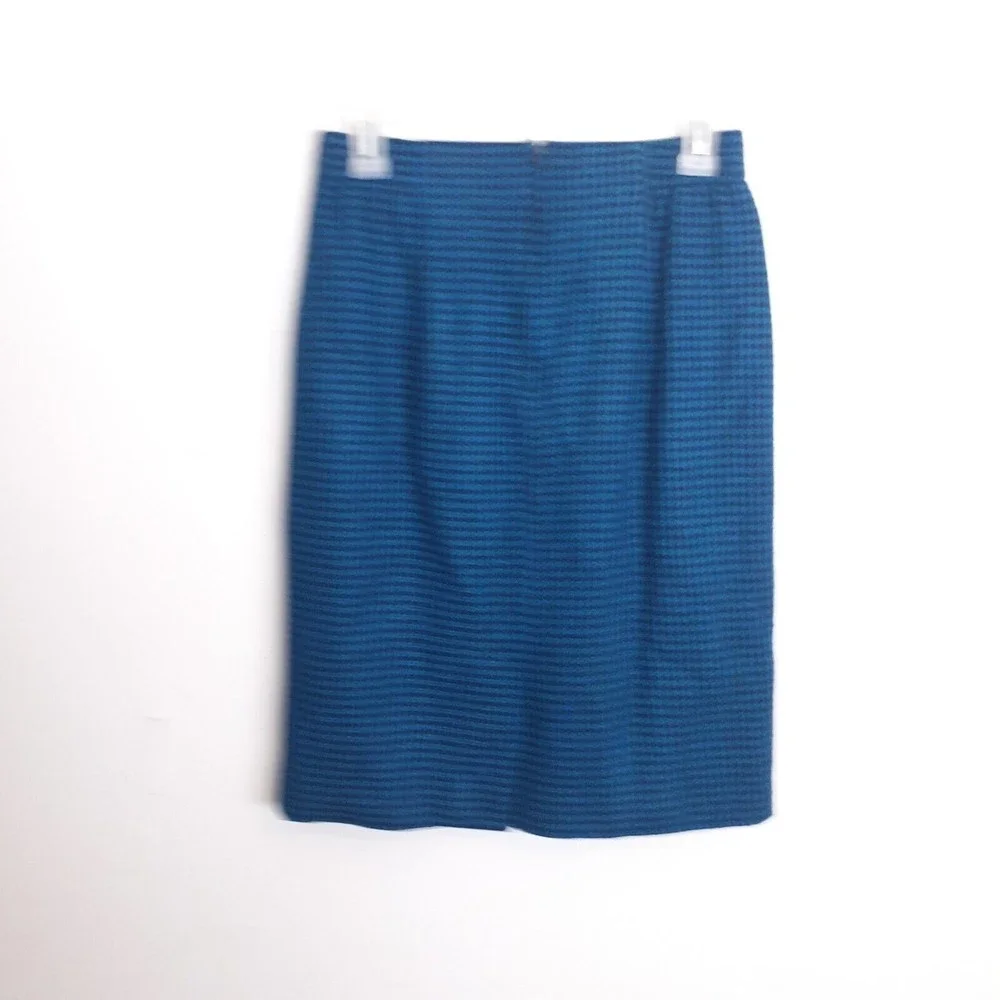 Vintage Norton McNaughton Pencil Skirt 6P Wool Blend Houndstooth Blue Black